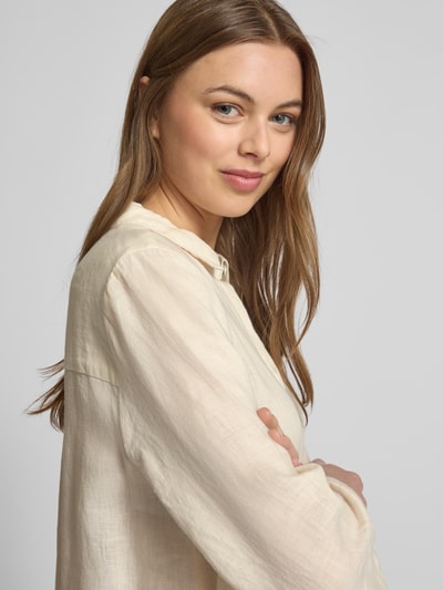 0039 Italy Knielanges Hemdblusenkleid aus Leinen mit 3/4-Arm Modell 'GRACY' Beige 3