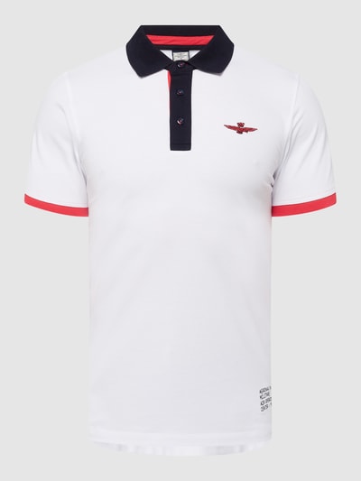 Aeronautica Militare Slim Fit Poloshirt mit Stretch-Anteil  Offwhite 2