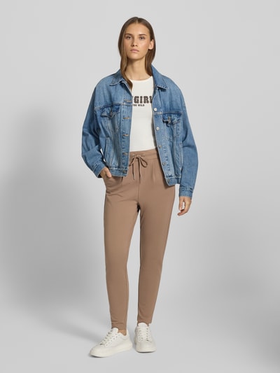 Only Regular Fit Trackpants aus Viskose-Mix Modell 'POPTRASH' Sand 1