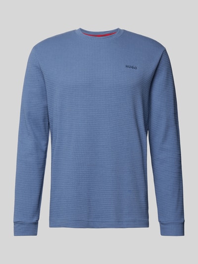 HUGO Longsleeve mit Label-Stitching Modell 'Austin' Jeansblau 2