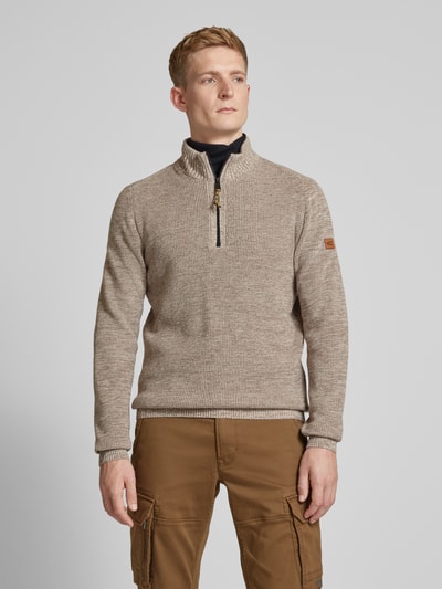 camel active Strickpullover mit gerippten Abschlüssen Sand 4