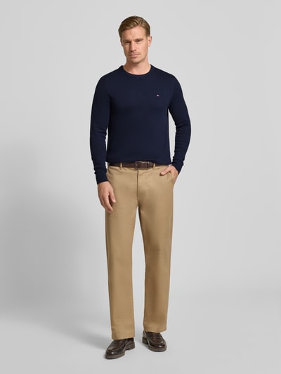 Tommy Hilfiger Regular Fit Strickpullover aus Baumwoll-Kaschmir-Mix Marine 1