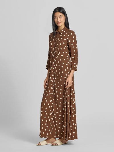 YAS Hemdblusenkleid aus Leinen Modell 'SAVANNA' Dunkelbraun 1