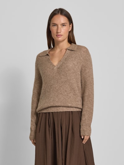 FREE/QUENT Strickpullover mit gerippten Abschlüssen Modell 'Hil' Taupe 4