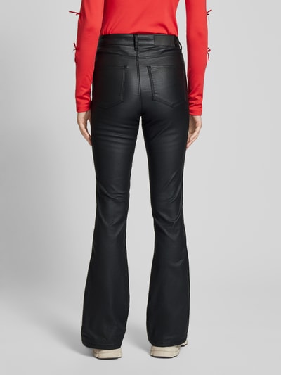 Noisy May Flared cut broek in leerlook, model 'SALLY' Zwart - 5