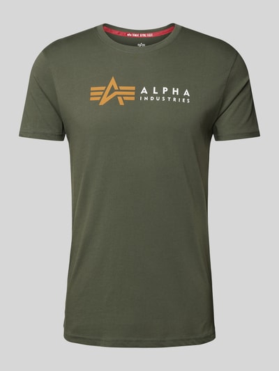 Alpha Industries T-shirt z nadrukiem z logo Oliwkowy 2