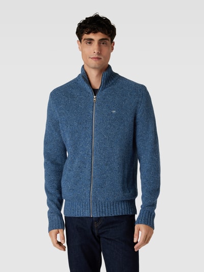 Fynch-Hatton Strickjacke mit Stehkragen aus Woll-Mix mit Alpaka-Anteil Blau Melange 4