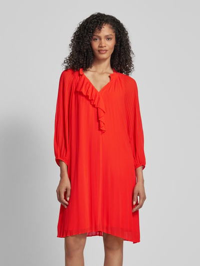 s.Oliver BLACK LABEL Knielange jurk met plissévouwen Rood - 4