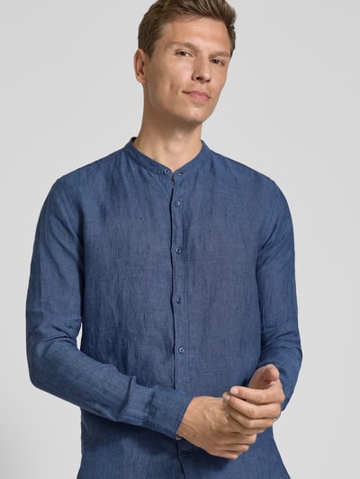 FIL NOIR Regular fit zakelijk overhemd met opstaande kraag, model 'ANCONA' Marineblauw - 3