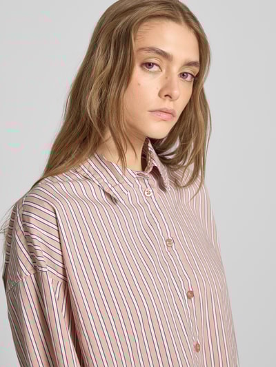 Review Regular fit overhemdblouse met labelstitching Oudroze - 3