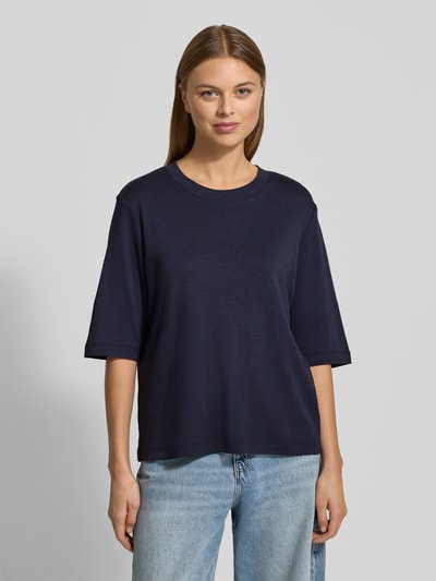 Stefanel Boxy Fit T-Shirt aus Viskose-Baumwoll-Mix mit 1/2-Arm Marine 4