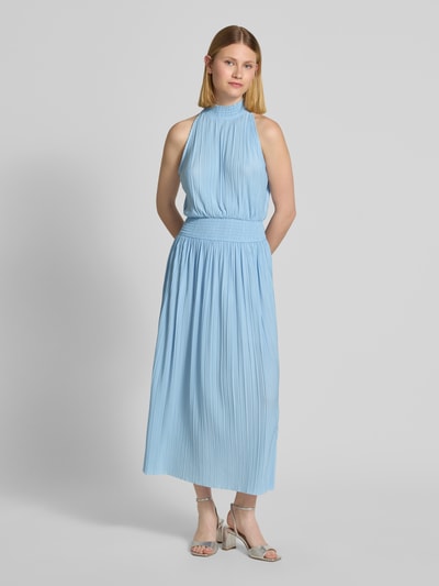 Samsøe Samsøe Midikleid mit Stehkragen und elastischem Taillenband Modell 'UMA' Hellblau 4