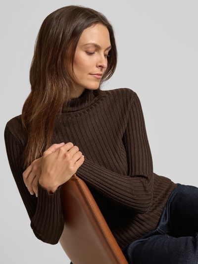 Soyaconcept Slim fit shirt met lange mouwen van viscosemix, model 'Dolli' Chocoladebruin gemêleerd - 3