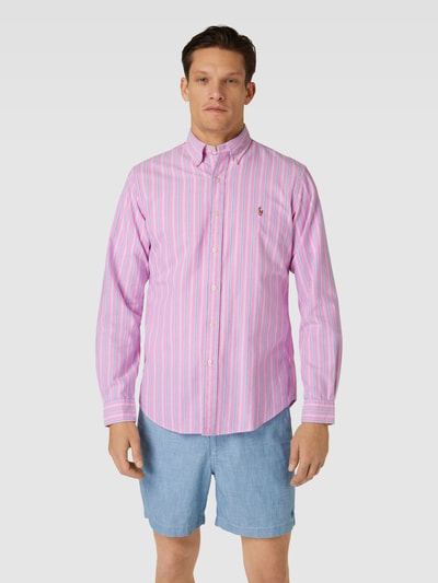 Polo Ralph Lauren Koszula casualowa o kroju slim fit z wzorem w paski Różowy 4