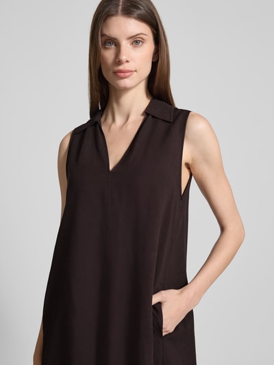 OPUS Knielange jurk van viscose, model 'Wika' Donkerbruin - 3