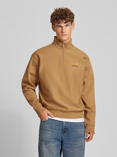 Carhartt Work In Progress Sweatshirt met schipperskraag, model 'AMERICAN SCRIPT' Beige - 4