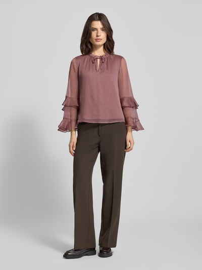 COMMA Bluse mit Rüschen und Schlüselloch-Ausschnitt Mauve 1