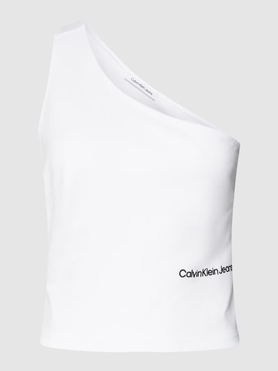 Calvin Klein Jeans Crop Top mit One-Shoulder-Träger Weiss 2