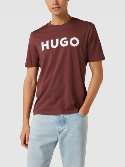 HUGO T-shirt z nadrukiem z logo model ‘DULIVIO’ Bordowy 4