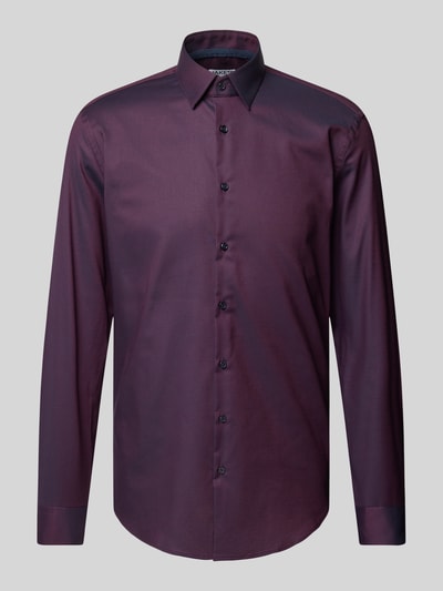 Jake*s Slim Fit Business-Hemd mit Kentkragen Aubergine 1