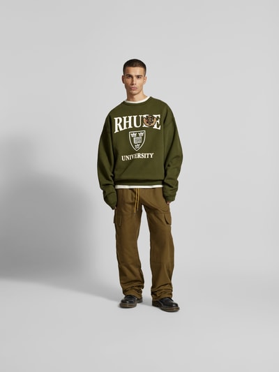 RHUDE Sweatshirt mit gerippten Abschlüssen Oliv 1