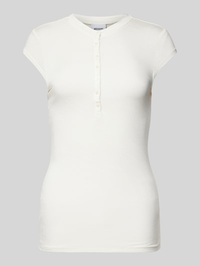 WEEKDAY T-shirt met korte knoopsluiting, model 'Jona' Offwhite - 1