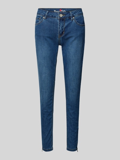 Productfoto, Cropped Jeans mit Eingrifftaschen van Buena Vista, blauw, slim fit, katoenmix met stretch, dames jeans, binnenbeenlengte 68 cm