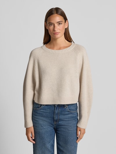 Oui Strickpullover aus Woll-Mix mit Rundhalsausschnitt Offwhite Melange 4