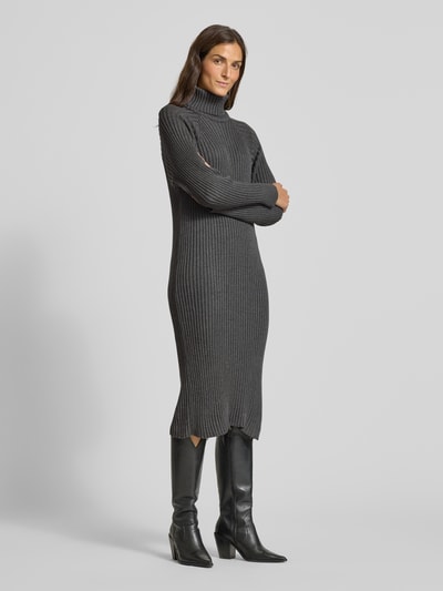 YAS Strickkleid mit Rollkragen Modell 'MAVI' Dunkelgrau Melange 1