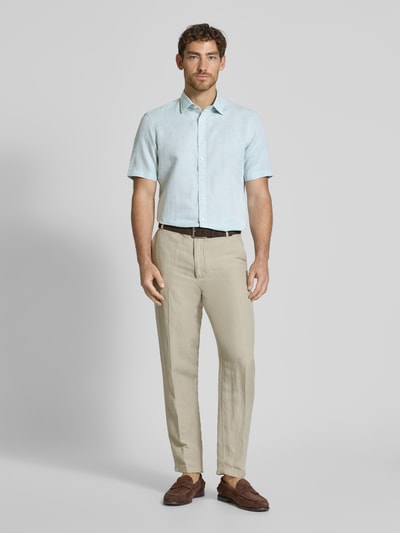 Jake*s Slim Fit Leinenhemd mit Knopfleiste Mint 1