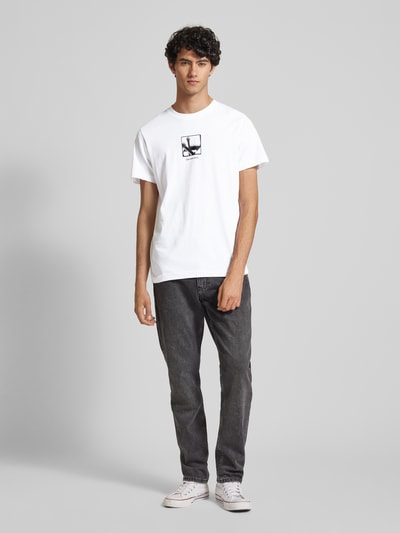 Calvin Klein Jeans T-shirt met labelprint, model 'GRID BOX' Wit - 1