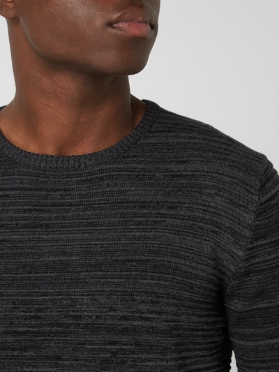 !Solid Sweter z prążkowaną fakturą model ‘Struan’ Ciemnoszary melanż 3