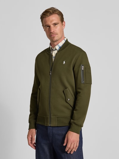 Polo Ralph Lauren Regular Fit Sweatjacke mit Logo-Stitching Modell 'Double' Oliv 4