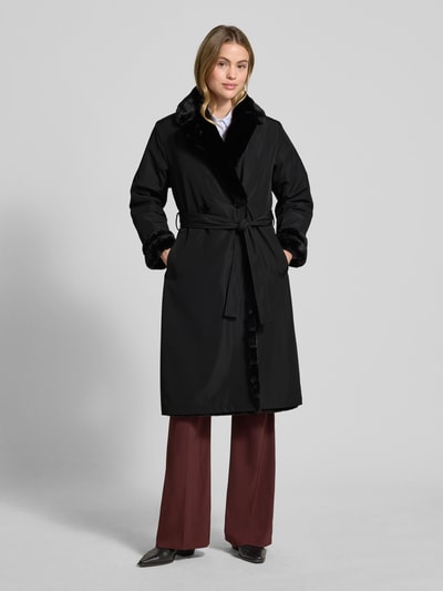 PETITE M. Wendemantel mit Umlegekragen und Bindegürtel Black 4