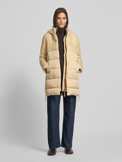 Christian Berg Woman Selection Gewatteerde lange jas met steekzakken en ritssluitingen opzij Zand - 1
