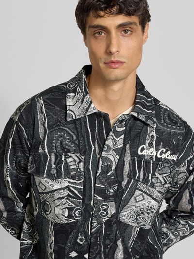 CARLO COLUCCI Loose Fit Hemdjacke mit Label-Stitching Black 3