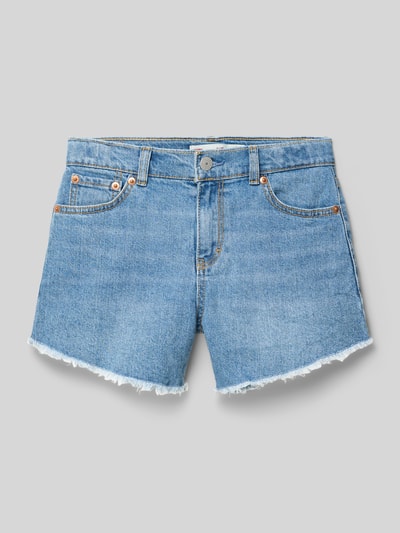 Produktfoto, Slim Fit Jeansshorts aus katoenmix van Levi’s® Kids in lichte denimlook met franjes, 5-pocketmodel, twill structuur.