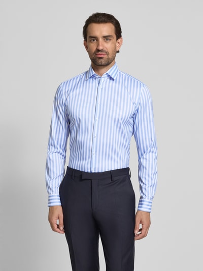 Jake*s Slim fit zakelijk overhemd met kentkraag Bleu - 4