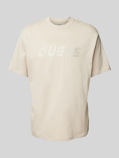 Guess Activewear T-Shirt mit Label-Print Modell 'SURON' Beige 2