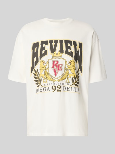 REVIEW T-shirt met labelprint en ronde hals Offwhite - 2