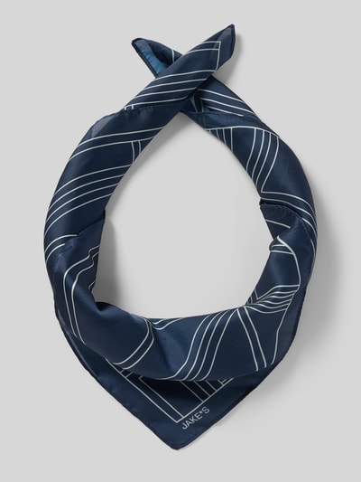 Produktfoto, Tuch in quadratischer Form mit Label-Detail von Jake*s Casual, granatowy kolor, białe geometryczne linie, gładka tekstura