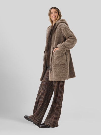 Brax Regular Fit Teddymantel mit Kapuze Modell 'Yasmin' Taupe 1