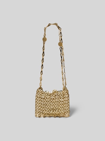 Produktfoto, Shoulder Bag in Ketten-Optik von Rabanne aus reinem Messing, goldene Farbe, rechteckige Form, offene Struktur, Produktgröße 16x11x3 cm