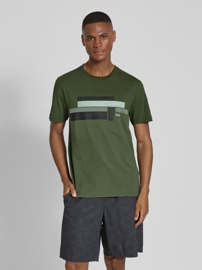 BOSS Green T-shirt met labelprint Donkergroen - 4