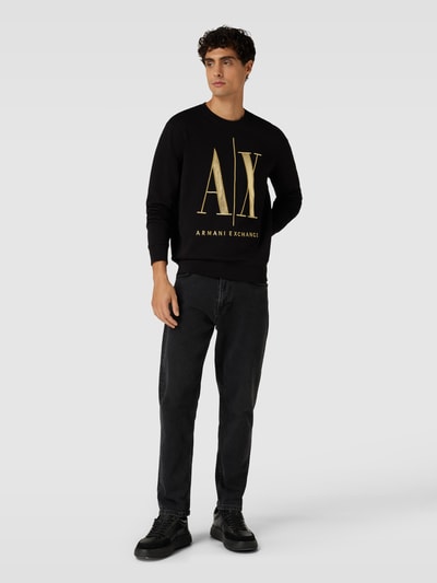 Armani Exchange Sweatshirt mit Label-Statement-Stitching Black 1