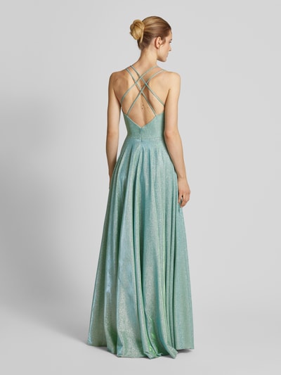 Luxuar Abendkleid mit Wasserfall-Ausschnitt Blau 5