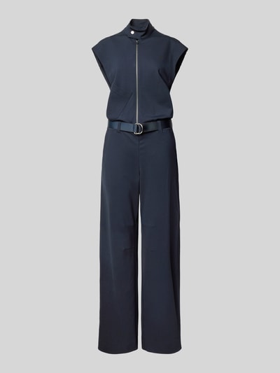 Produktfoto, Jumpsuit aus Viskose-Mix mit Reißverschluss und Gürtel von G-Star Raw in donkerblauw, regular fit, opstaande kraag, met stretch, viscosemix, ritssluiting, riem, ruglengte maat S 51 cm, borstwijdte 46 cm, totale lengte 160 cm, binnenbeenlengte 85 cm