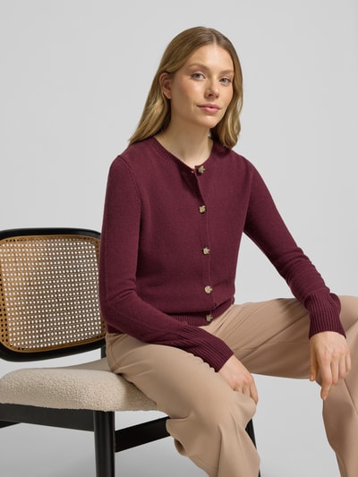 Christian Berg Woman Kardigan z okrągłym dekoltem i zapięciem na guziki Bordowy 3