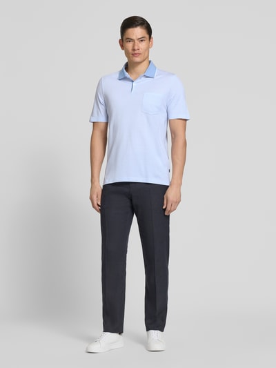 MAERZ Muenchen regular fit poloshirt met structuurpatroon en borstzak Bleu - 1