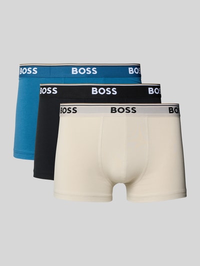 Produktfoto, Trunks aus Baumwoll-Mix im 3er-Pack Modell 'TRUNK 3P POWER' von BOSS, Optik: Unifarben, Skinny-Fit, Label-Schriftzug am elastischen Label-Bund, Multipack:3er-Pack, Materialverarbeitung: Stretch